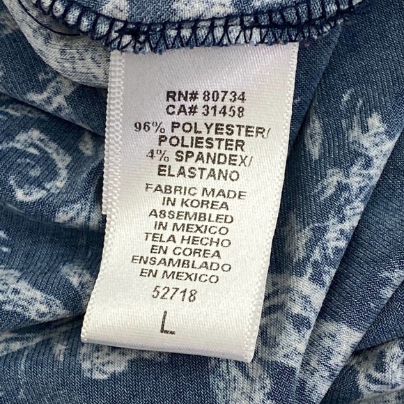 MAXIME Navy Blue Floral Long Sleeve Top Size Large - Picture 10 of 13